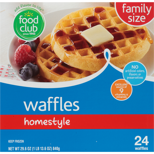 Frozen Breakfast Food Club Waffles, Homestyle, Family Size hero