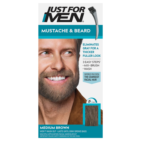 Hair Care Just For Men Easy Brush-In Color, Mustache & Beard, Medium Brown M-35 hero