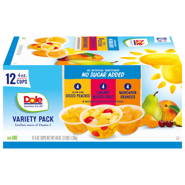 Canned Fruit & Applesauce Dole Fruit Cups, No Sugar Added, Variety Pack hero