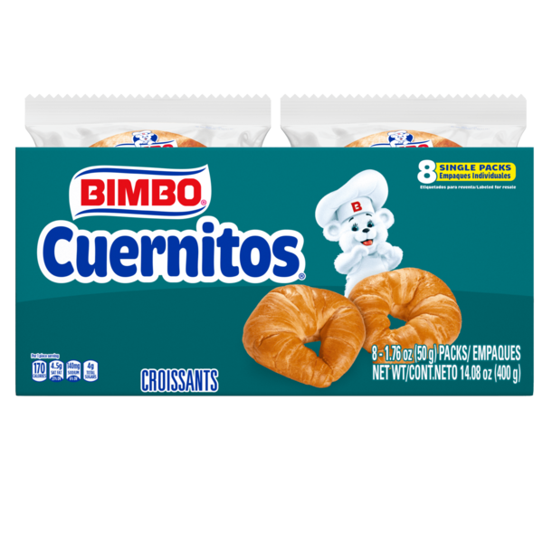 Breakfast Bakery Bimbo  Cuernitos, 8 packs, Plain Croissants hero