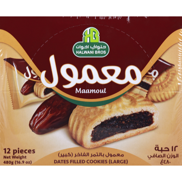 Cookies & Cakes Halwani Bros Cookies, Dates Filled, Large hero