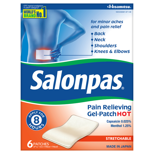 Muscles, Joints & Pain Relief Salonpas Pain Relieving Gel-Patch, Hot, Stretchable hero