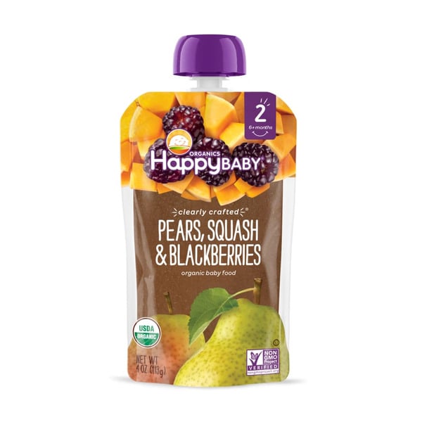 Baby Food & Formula Happy Baby Organics Clearly Crafted Stage 2 Pears, Squash & Blackberries Pouch hero