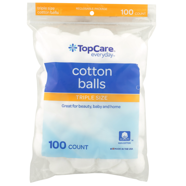 Baby First Aid & Vitamins TopCare Cotton Balls Triple Size hero