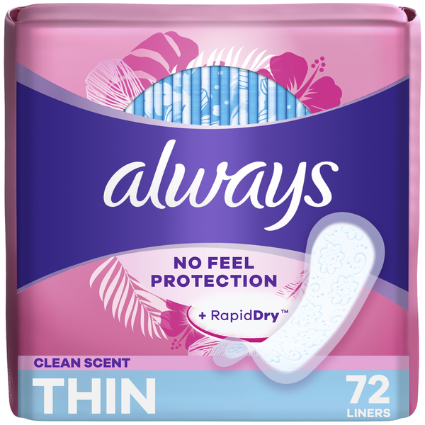 Feminine Care Always Thin No Feel Protection Daily Liners Regular Absorbency Scented hero