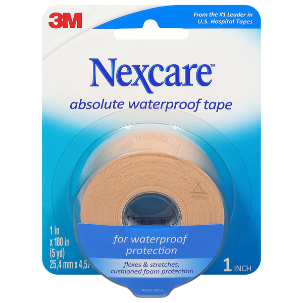 First Aid Nexcare Tape, Absolute Waterproof, 1 Inch hero