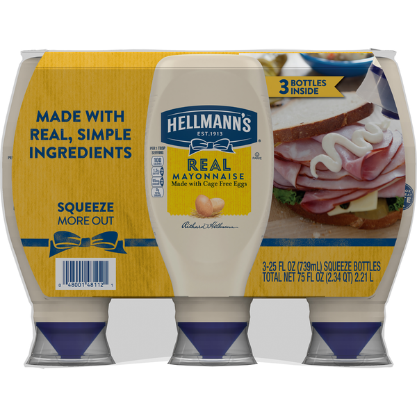 Spreads Hellmann's Spread/Dressing Real Mayonnaise Squeeze Bottles hero