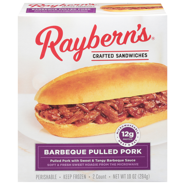 Frozen Appetizers & Sides Raybern's Sandwiches, Crafted, Barbeque Pulled Pork hero