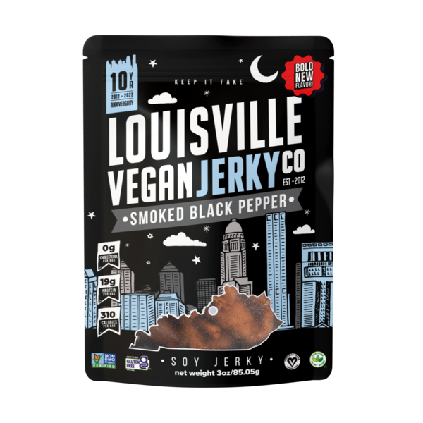 Popcorn & Jerky Louisville Vegan Jerky Smoked Black Pepper, Plant-Based Jerky hero