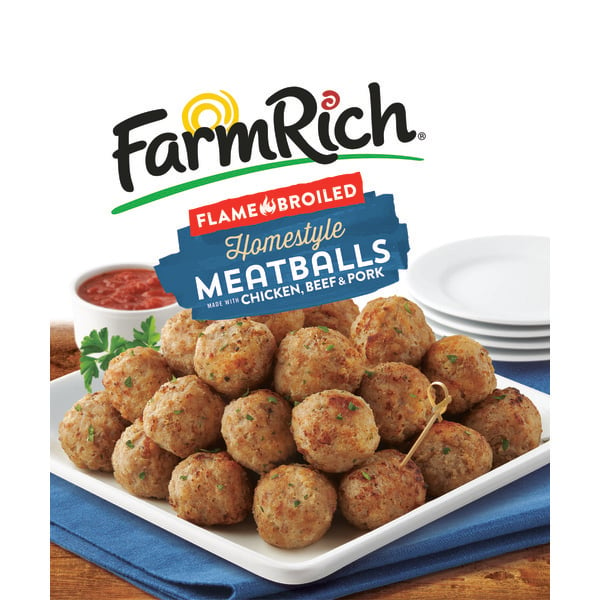 Frozen Meat & Seafood Farm Rich Flame Broiled Homestyle Meatballs, Three Meat, Party Size hero