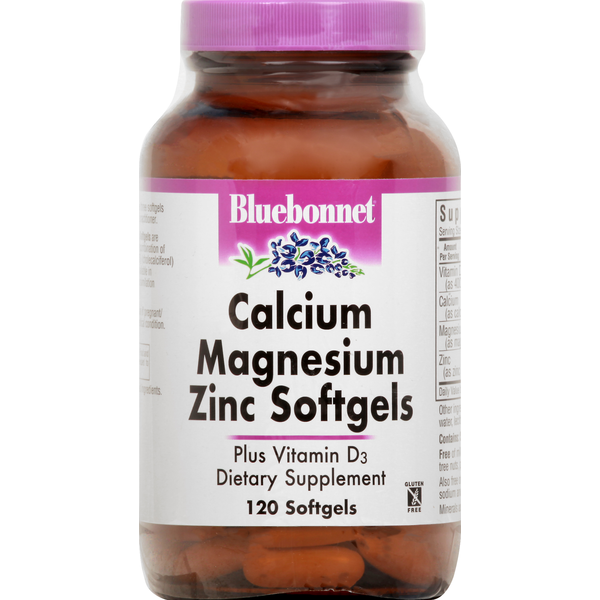 Vitamins & Supplements Bluebonnet Calcium Magnesium Zinc, Softgels hero