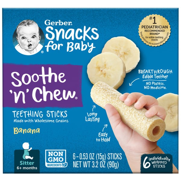 Baby Food & Formula Gerber Teething Sticks Banana Box hero