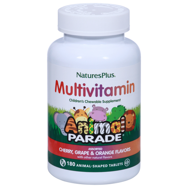 Vitamins & Supplements NaturesPlus Multivitamin, Assorted, Animal Shaped Tablets hero