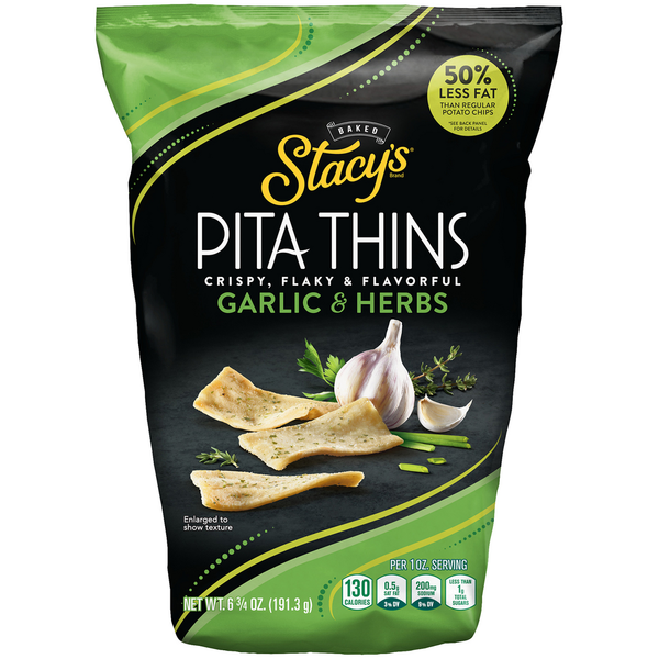 Chips & Pretzels Stacy's Baked Pita Thins Garlic and Herb hero