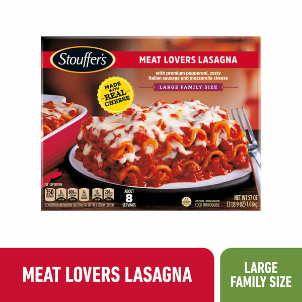 Prepared Meals Stouffer's Large Family Size Meat Lovers Lasagna Frozen Meal hero