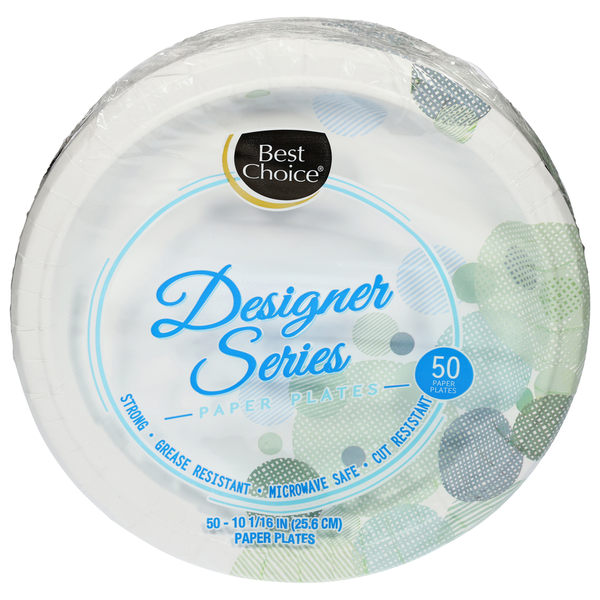 Plates, Bowls, Cups & Flatware Best Choice Paper Plates, Designer Series hero