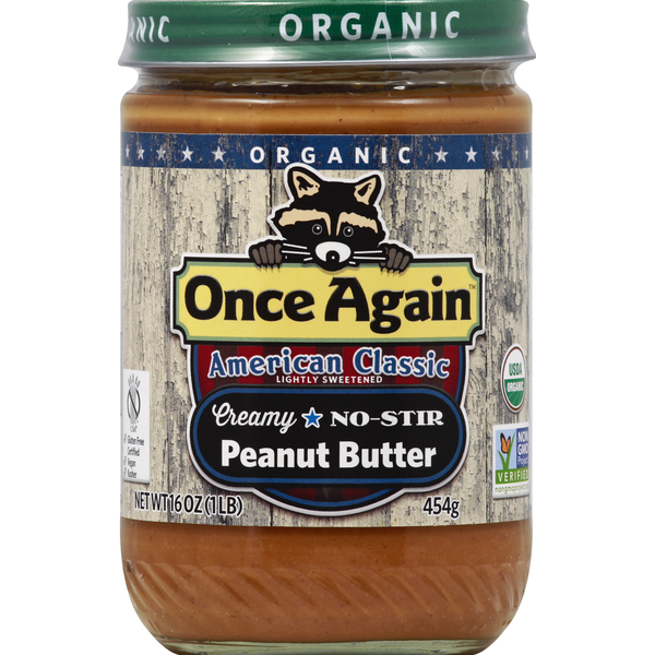 Spreads Once Again Peanut Butter, Creamy, No-Stir, Lightly Sweetened, Organic hero