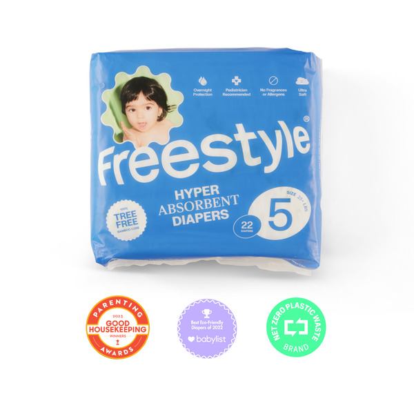 FreeStyle Hyper Absorbent, Tree Free Diapers (Size 5) hero