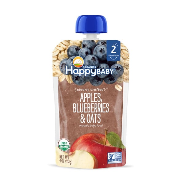 Baby Food & Formula Happy Baby Organics Clearly Crafted Stage 2 Apples, Blueberries & Oats Pouch hero