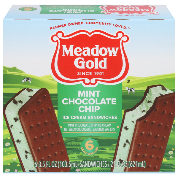 Ice Cream & Ice Meadow Gold Ice Cream Sandwiches, Mint Chocolate Chip hero