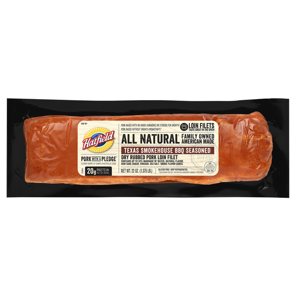 Meat Counter Hatfield Pork Loin Fillet, Dry Rubbed, Texas Smokehouse BBQ Seasoned hero