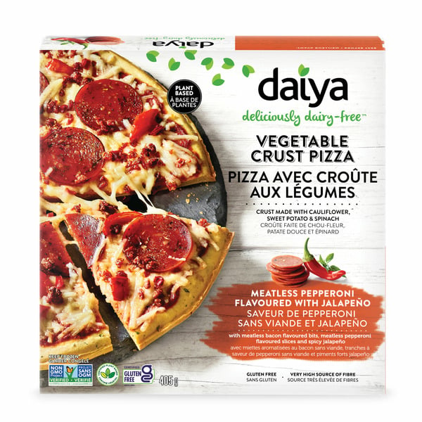 Frozen Pizza Daiya Meatless Pepperoni Flavoured with Jalapeño Vegetable Crust Gluten Free Pizza hero