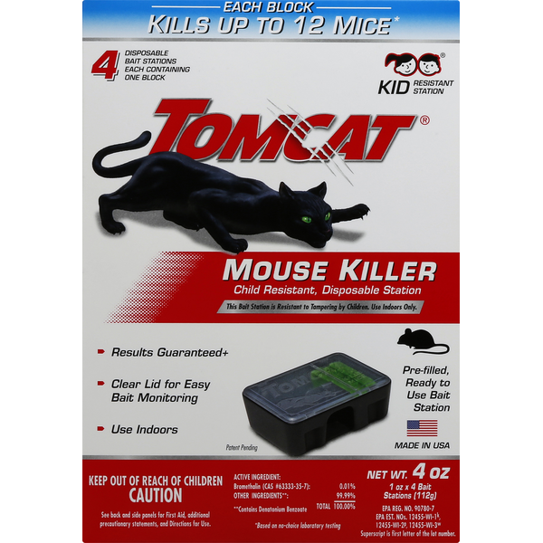 Pest Control Tomcat Mouse Killer, Child Resistant, Disposable Station hero