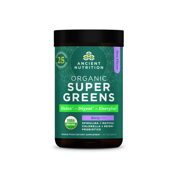 Ancient Nutrition Supergreens, Organic, Berry Flavor hero