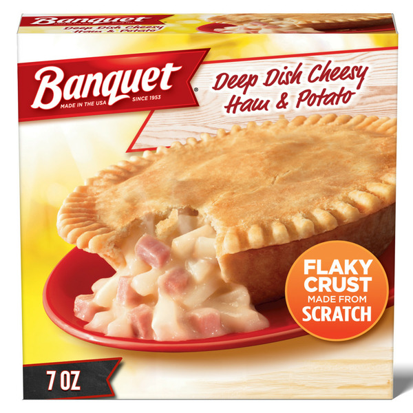 Frozen Meals Banquet Frozen Pot Pie Breakfast, Deep Dish Cheesy Ham & Potato hero