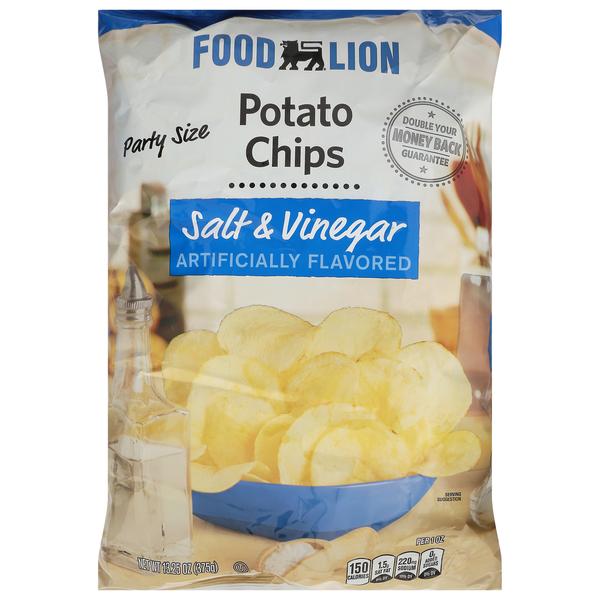 Chips & Pretzels Food Lion Potato Chips, Salt & Vinegar, Party Size hero