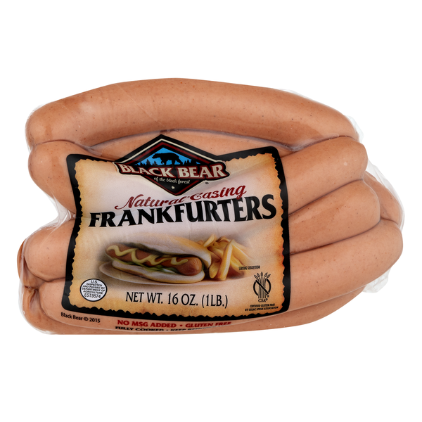 Hot Dogs, Bacon & Sausage Black Bear Natural Casing Frankfurters hero