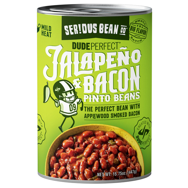 Canned Meals & Beans SERIOUS Bean Co Dude Perfect Jalapeno & Bacon Pinto Beans, Fully Cooked hero