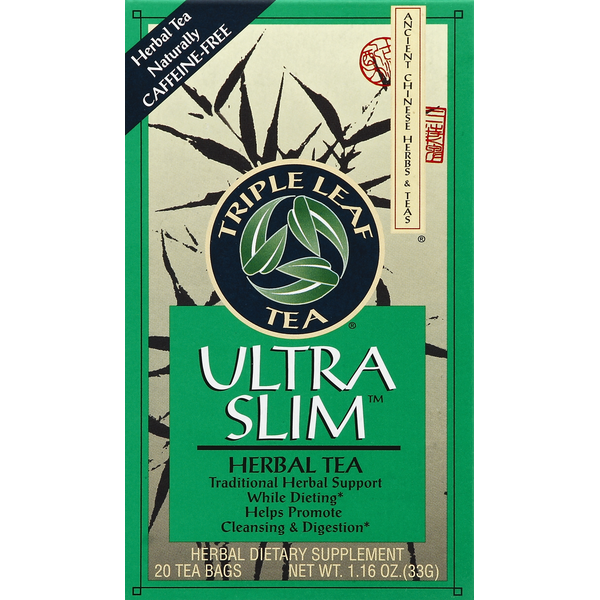 Tea Triple Leaf Herbal Tea, Ultra Slim, Caffeine Free, Bags hero