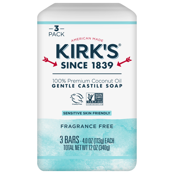 Body Lotions & Soap Kirk's Soap, Castile, Gentle, Fragrance Free, 3 Pack hero