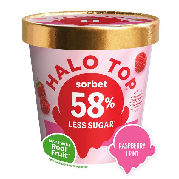 Ice Cream & Ice Halo Top Raspberry Fruit Sorbet Pint hero