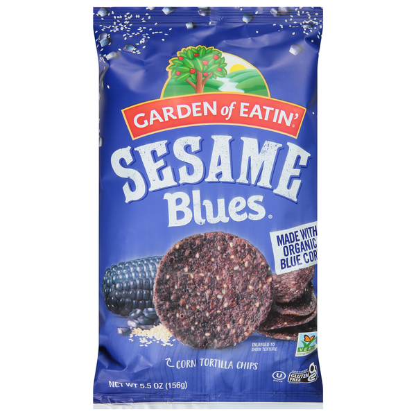 Chips & Pretzels Garden of Eatin' Corn Tortilla Chips, Sesame Blues hero