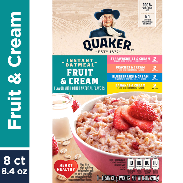 Hot Cereal & Pancake Mixes Quaker Instant Oatmeal, Fruit and Cream - Pack hero