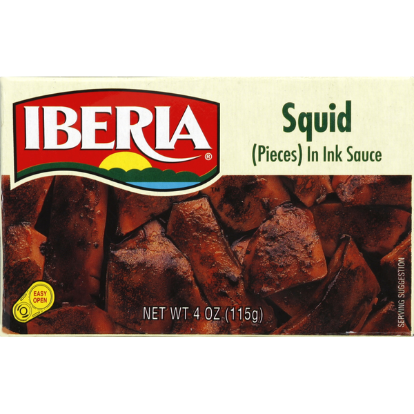 Canned Meat, Seafood & Beans Iberia Pieces In Ink Sauce Squid hero