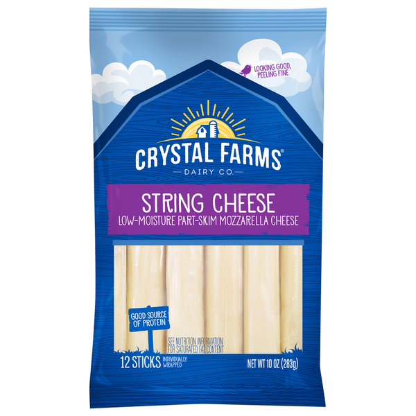 Packaged Cheese Crystal Farms String Cheese, Part-Skim, Mozzarella, Low-Moisture hero