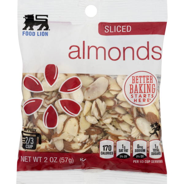 Baking Ingredients Food Lion Almonds, Sliced, Pouch hero