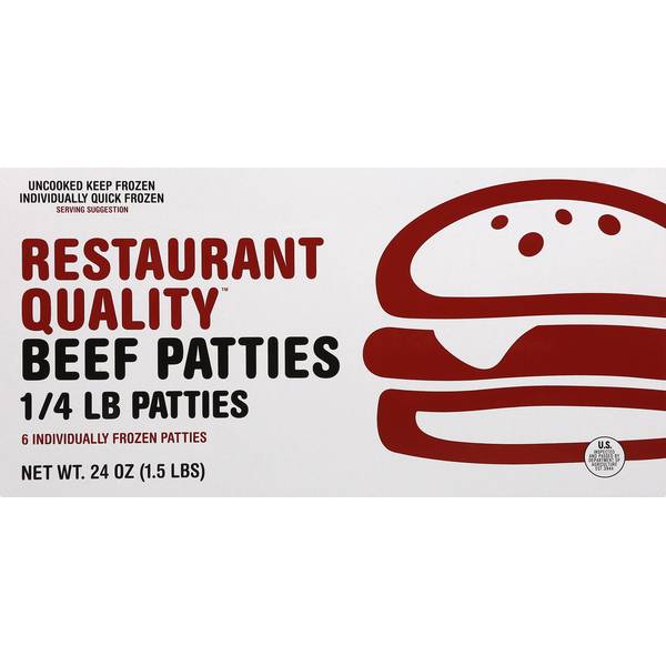 Packaged Meat Restaurant Quality Patties, Beef hero