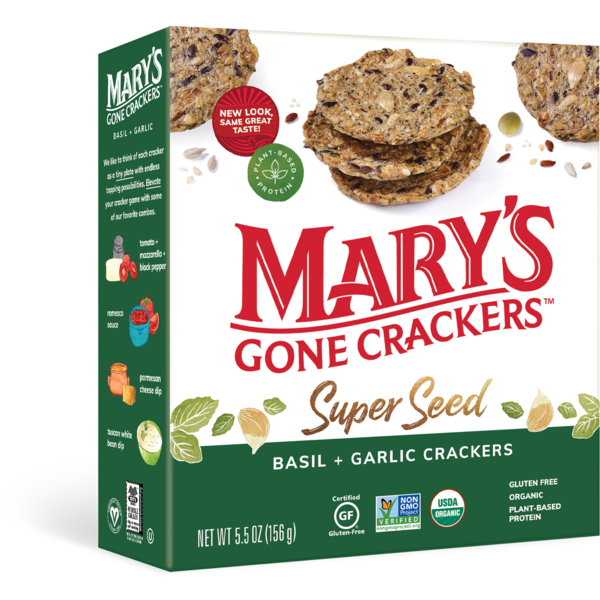 Crackers Mary's Gone Crackers Organic Super Seed Crackers Basil Garlic hero