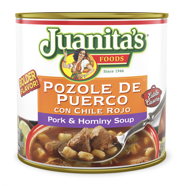 Canned Meals & Beans Juanita's Foods Pozole Pork and Hominy Soup hero