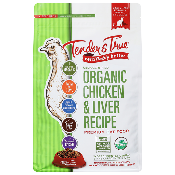 Cat Food & Care Tender & True Cat Food, Organic, Premium, Chicken & Liver Recipe hero