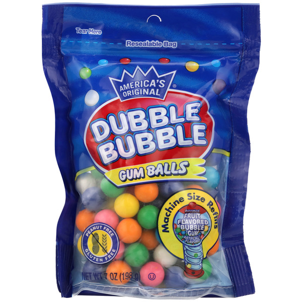 Candy, Chocolate & Gum Dubble Bubble Assorted Flavor Gumballs Bag hero