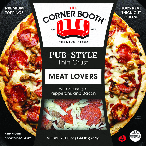 Frozen Meals The Corner Booth Pub-Style, Thin Crust, Meat Lovers Pizza hero