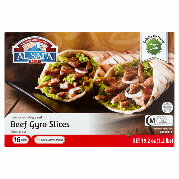 Frozen Meat & Seafood Al Safa Foods Seasoned Beef Loaf Gyro Slices hero