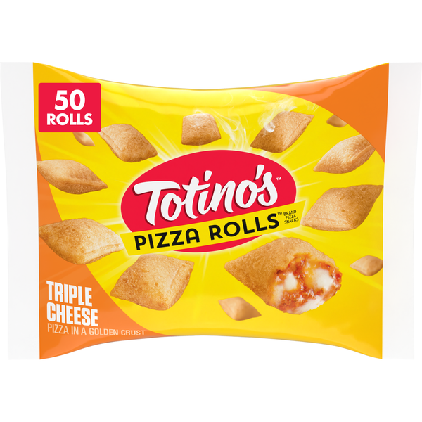 Frozen Appetizers & Sides Totino's Pizza Rolls Triple Cheese Flavored Frozen Snacks hero