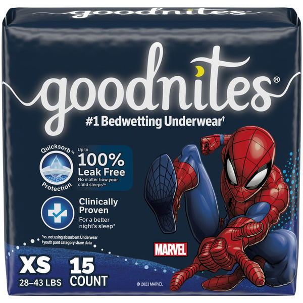 Diapers & Wipes Goodnites Boys' Nighttime Bedwetting Underwear, Size Extra Small (28-43 lbs) hero