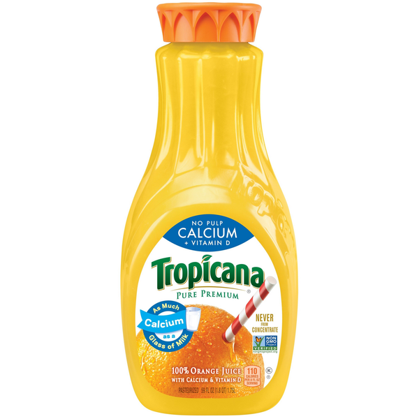 Refrigerated Tropicana Calcium + Vitamin D No Pulp Orange Juice hero